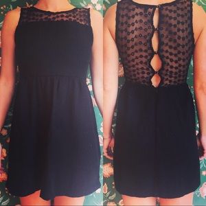 Monteau black babydoll dress with lace back